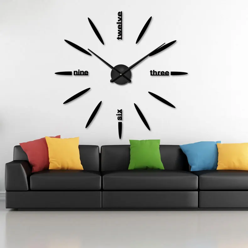 GZ206 3D Three-dimensional Acrylic Mirror Wall Clock, Fashionable and Simple DIY Wall Sticker Clock, Creative Home Accessories