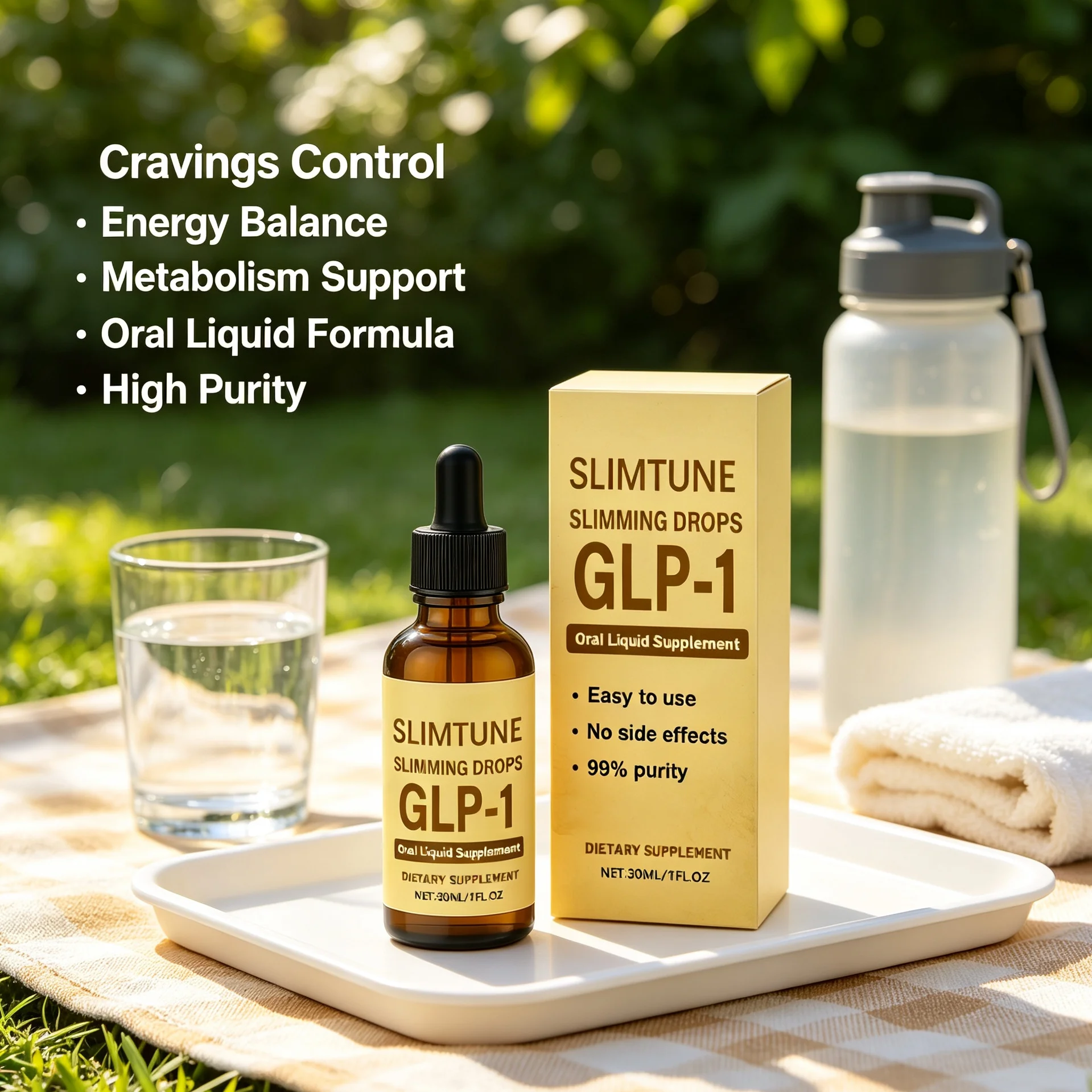 GLP-1 Oral Drops Sublingual Supplement Support Weight Management Natural Extract Appetite & Metabolism Support for Men Women
