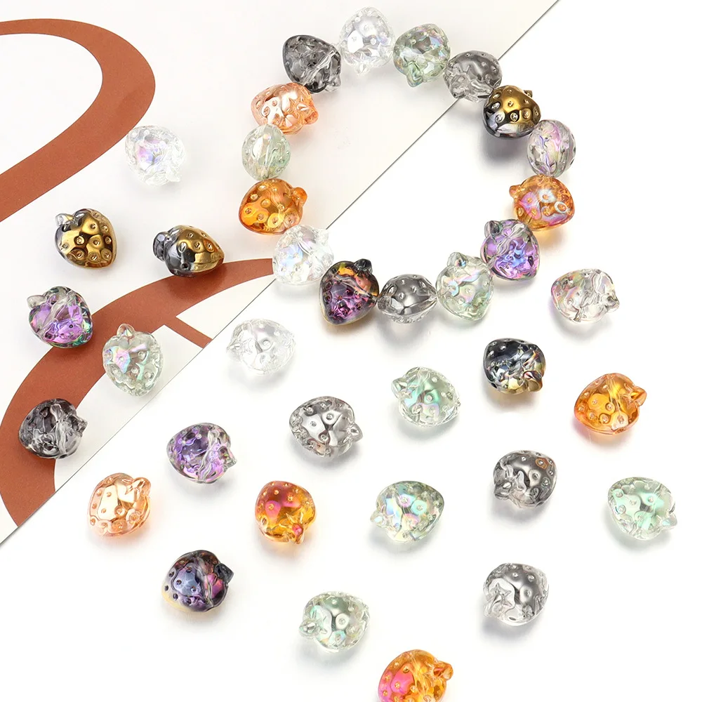 10Pcs 13*16MM Austria Strawberry Crystal Glass Beads Charms Loose Spacer Beads for Necklace Earring DIY Jewelry Making Accessory