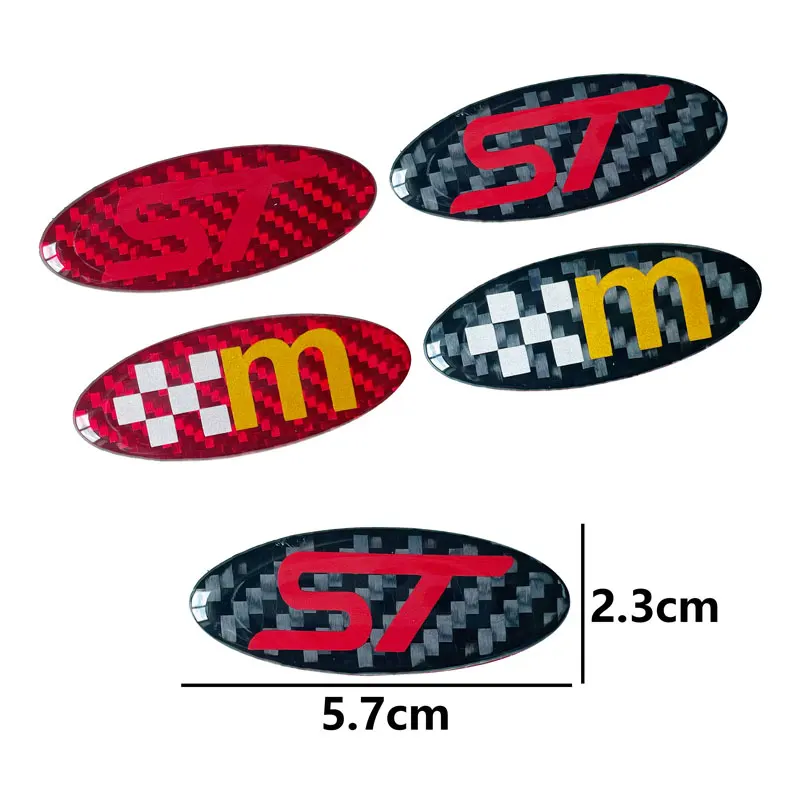 Decoration Carbon Fiber ST Logo Car Steering Wheel Center Sticker Badge For Ford Focus Fiesta Mondeo Vignale Puma Accessories