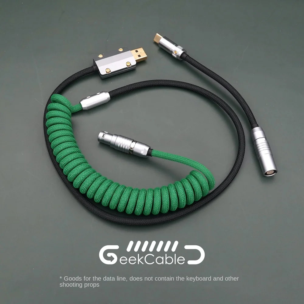 Spot GeekCable customized computer mechanical keyboard data cable  theme SP keycap cable grass green+black,usb cable type c