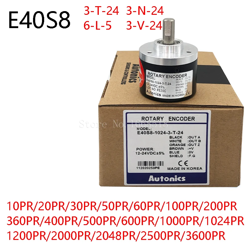 

E40S8-1000-3-T-24 Rotary Encoder 100 200 360 500 600 1000 1024 1200 2000 2500 3-T-24 3-N-24 6-L-5 3-V-24 E40S8-1024-3-T-24