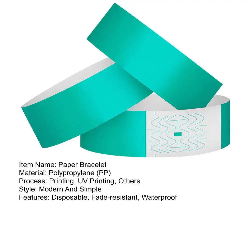 100 Pcs 25*2cm Synthetic Paper Wristbands Waterproof Wrist Strap Event Bands Set Identification Bracelets For Nightclubs Bar