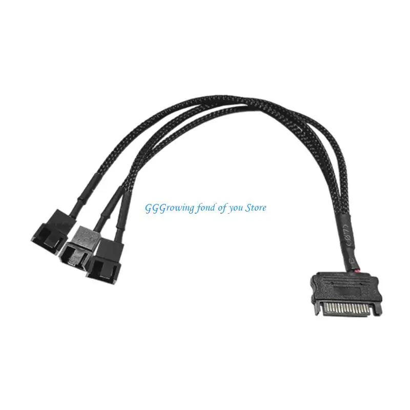 

H9EB PC 1 to 3 4Pin Cooling Fan Splitter Cable 12V 15Pin Power Supply Adapter