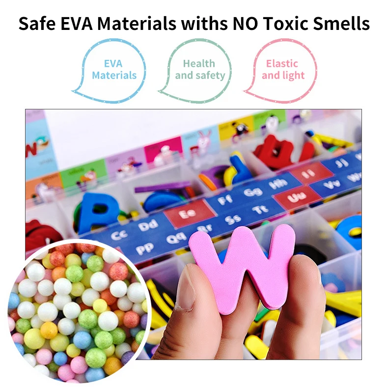 Magnetic Letters Kit Alphabet Magnets Toy 238 Pcs ABC Foam Large Double-Side Magnet Board Pen Board Eraser Refridge Magnets
