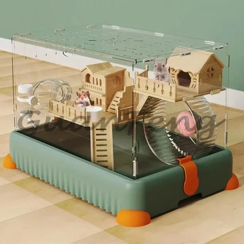 60Cm Large Space Crystal Transparent Acrylic Hamster Mansion with Hideout and Tunnel, Hamster Play