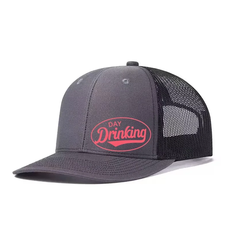 Day Drinking Printed Adjustable Baseball Cap Snapback Dad Hat Breathable Trucker Mesh Hat Golf Fishing Outdoor Sun Cap