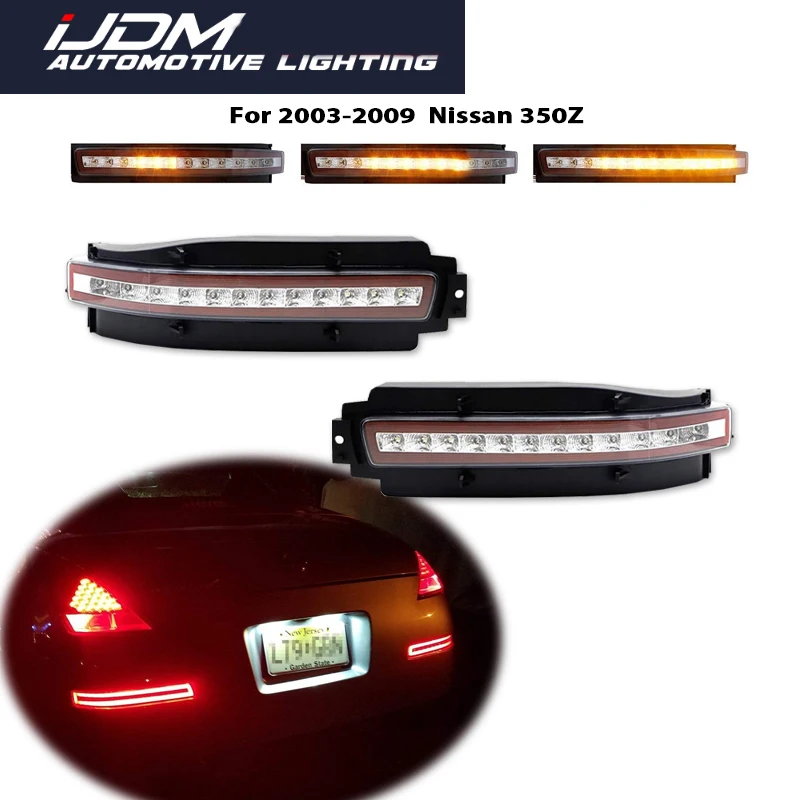 

For 2003-2009 Nissan 350Z/Z33 White Amber Red LED 4-in-1 Rear Fog Light Backup Light Brake Tail Light Dynamic Turn Signal Light