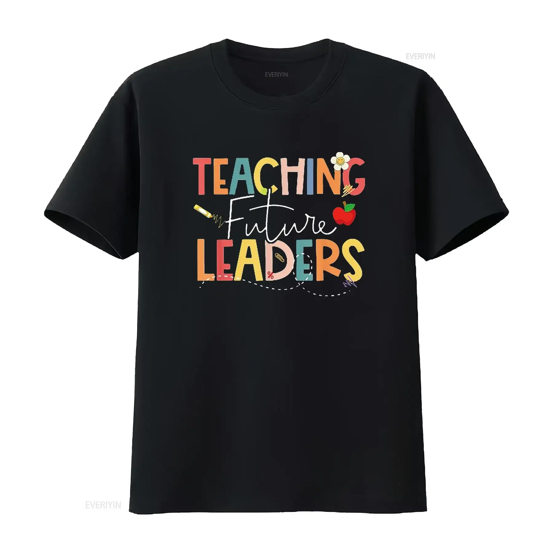 Groovy Teacher Teaching Future Leaders Womens T Shirt Black L vintage Washed Unisex Casual Slightly fashion