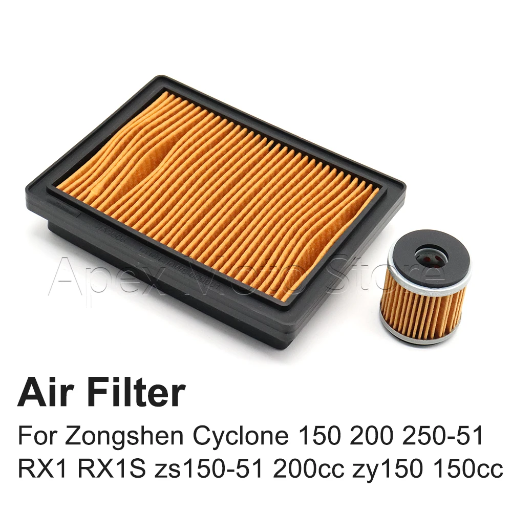 

Motorcycle Accessories Air Filter Oil Filter For Zongshen Cyclone 150 200 250-51 RX1 RX1S 200cc zy150 51 150cc Intake Cleaner