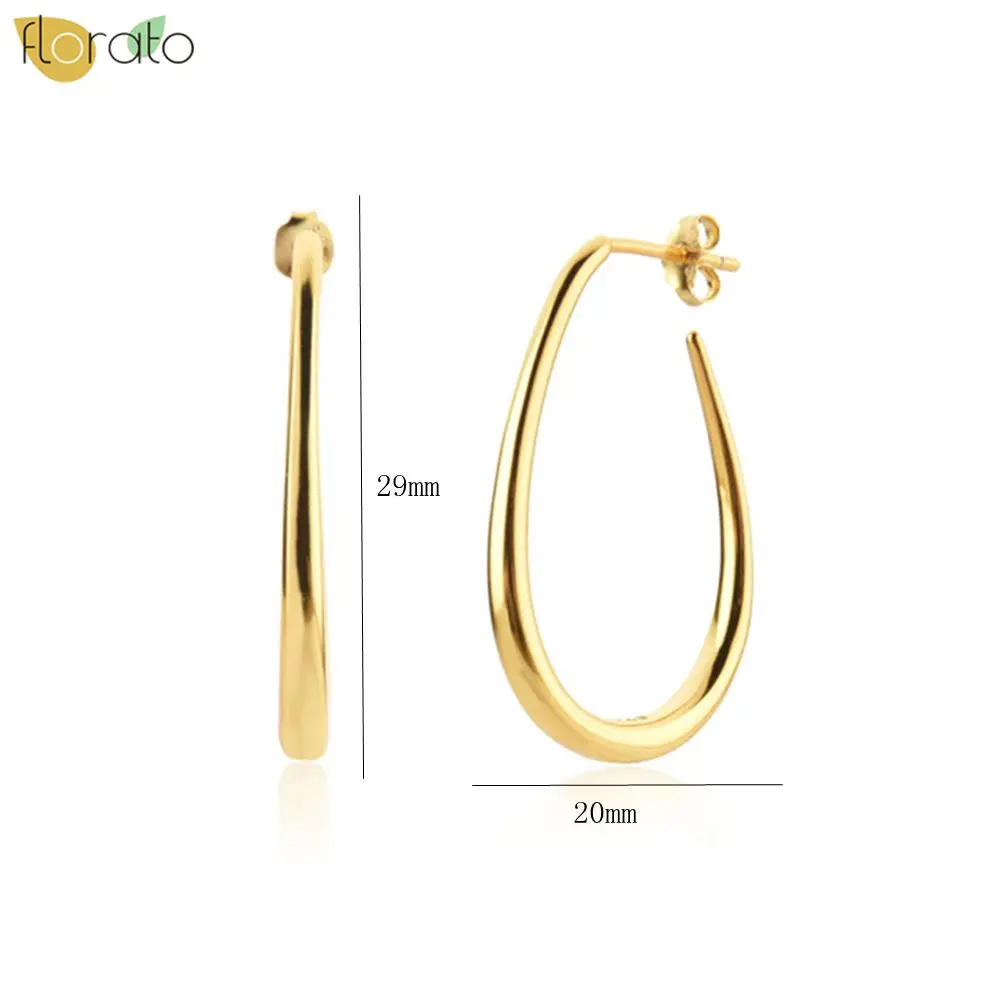 

925 Sterling Silver Ear Needle Simple Gold Silver Ring Shaped Earrings Large Loop Mouth Classic Retro Earrings for Women Party