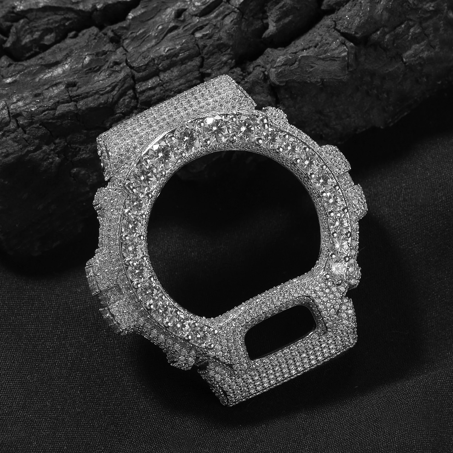 THE BLING KING Full Iced Out Moissanit Watch Case For DW6900 Cubic Zirconia Replacement Cover Hip Hop Luxury Mod Accessory