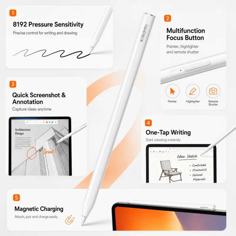 Original Xiaomi Focus Stylus Pen for Xiaomi Pad 7/7 Pro/6S Pro and