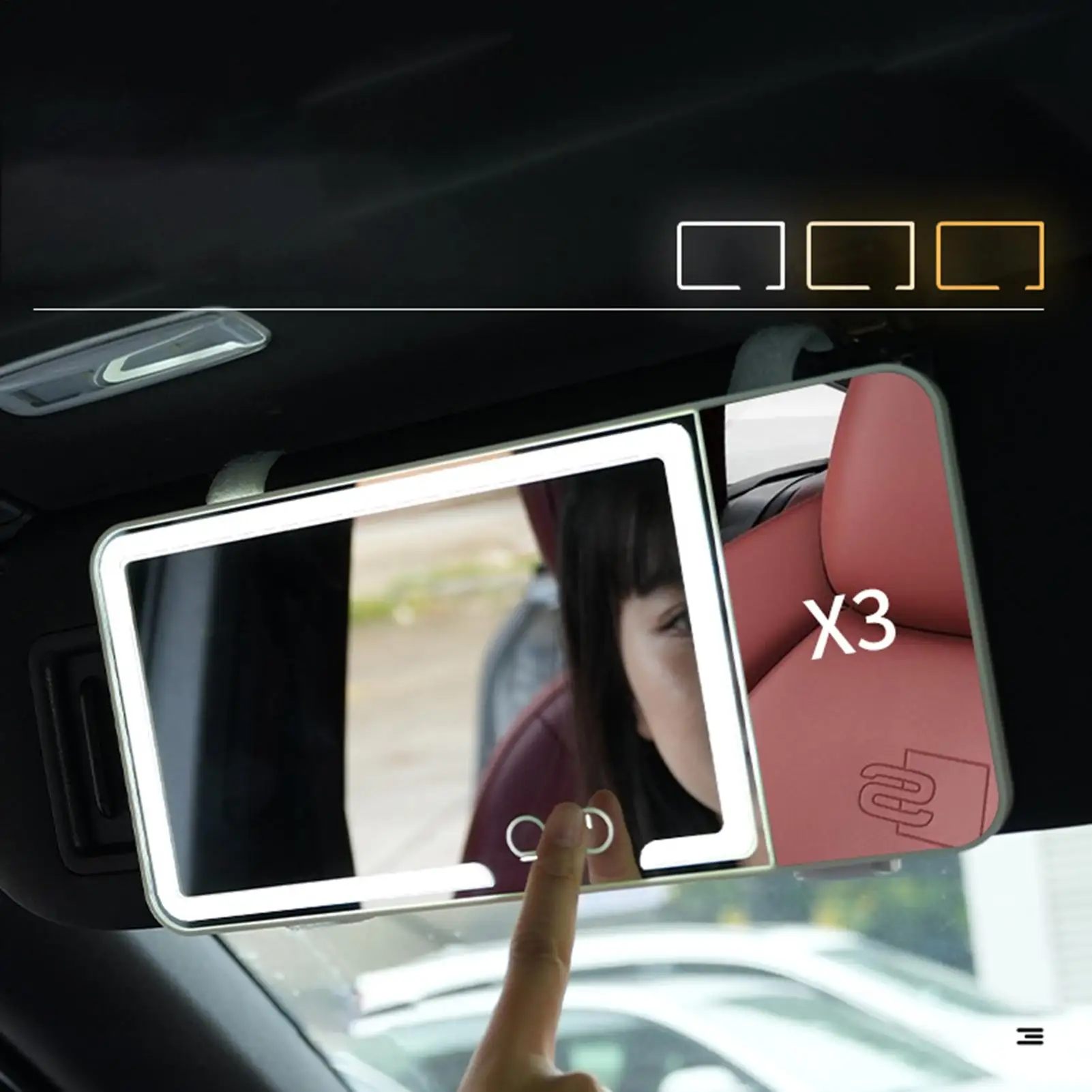 

Car Vanity Mirror LED Car Sun Visor Vanity Mirror 3X Detail Dimmable Sun-Shading Cosmetic Rechargeable Interior Accessories