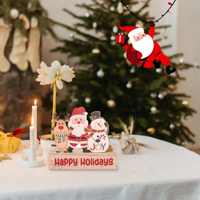 

Рождественская настольная деревянная вывеска Деревянные настольные украшения Деревянное рождественское украшение столешницы Крытые рождественские украшения для