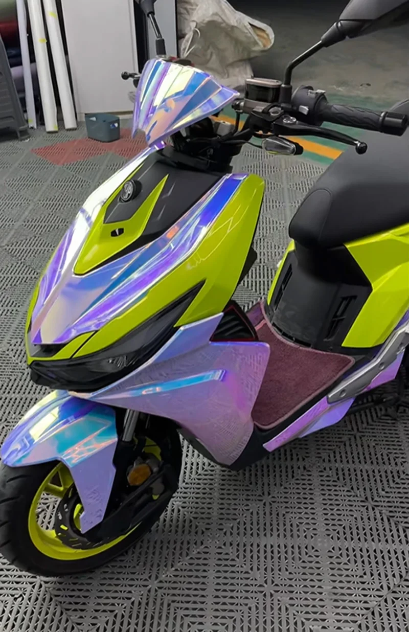 Hochwertiger, glänzender, neonfarbener, fluoreszierender, gelber Vinyl-Wickelrolle zum Selbermachen, selbstklebender Aufkleber für die Autoverpackung – Detail 3