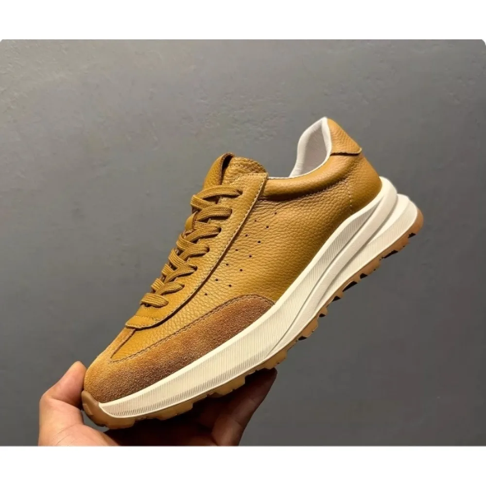 Premium Tan Leather Suede Sneaker – Handcrafted Comfort, Timeless Luxury for Men