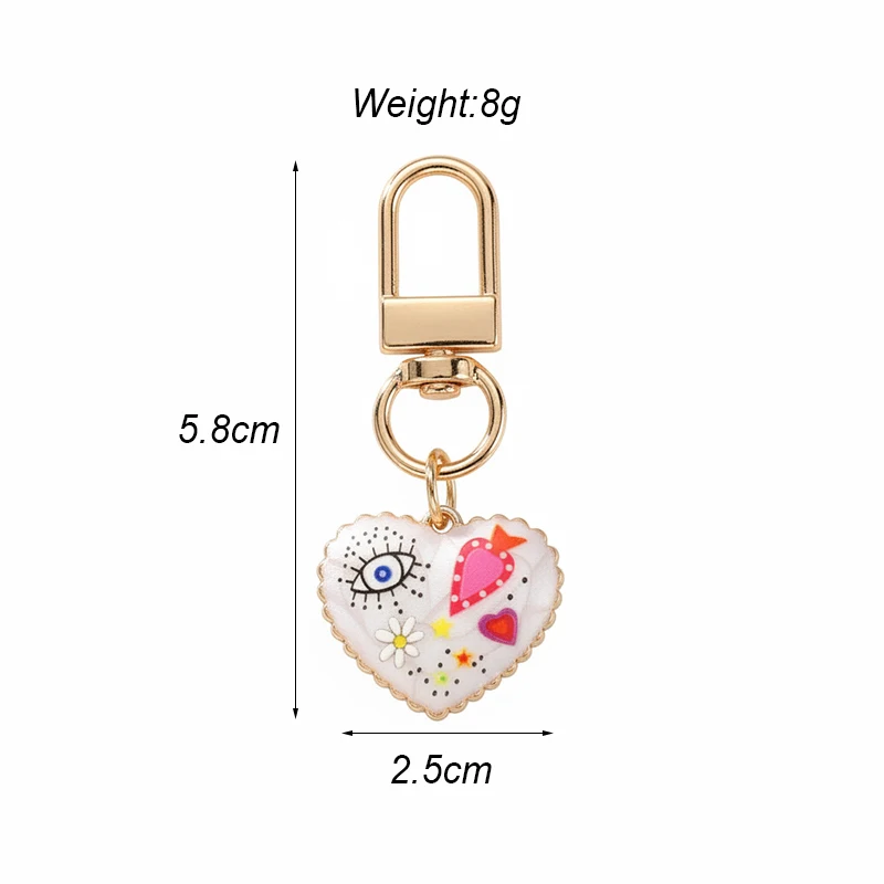 Fashion Enamel Eyes Heart Keychain for Women Artistic style Personality Creative Key Buckle Bag Earphone Case Decor Jewelry
