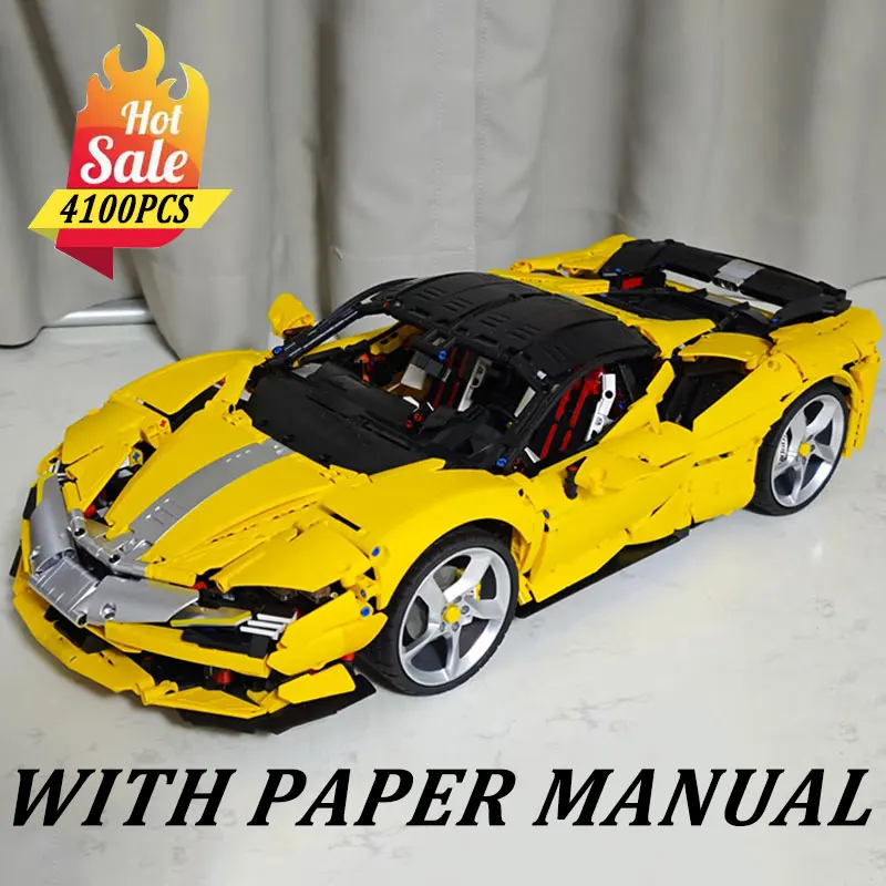 MOC técnico SF90 SuperCar vehículo personalizado modelo bloques de construcción ladrillo DIY juguetes montaje cumpleaños regalos de navidad para niños