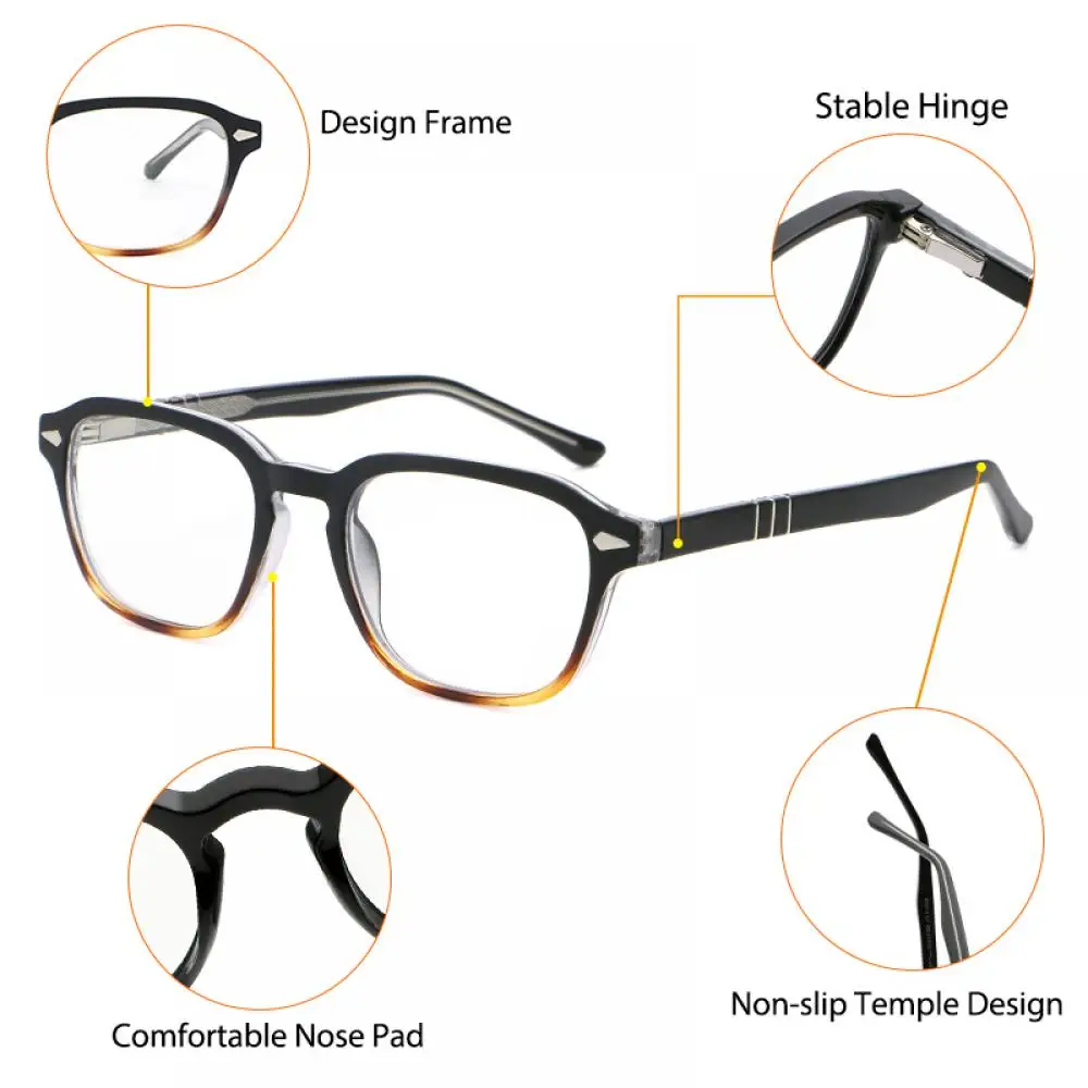 CATERSIDE Klassisches modisches Brillengestell für Herren, hochwertiges PC-Quadrat-Brillengestell, Damen-Outdoor-Business-Dekorationsbrille – Detail 6