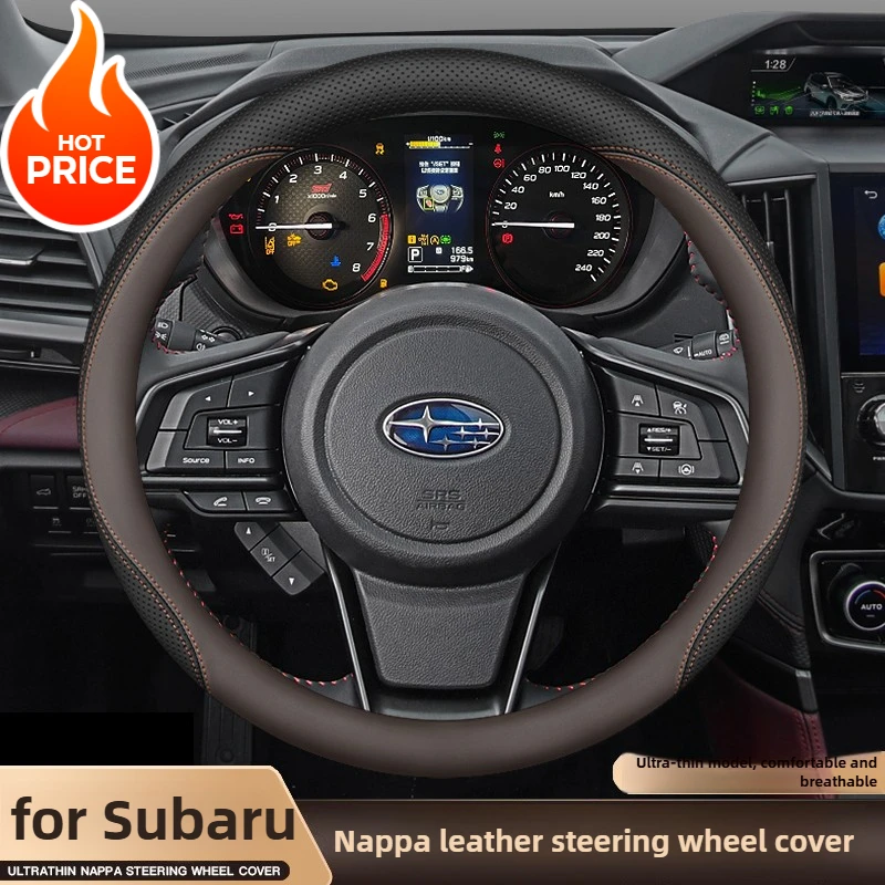 Leather Car Steering Wheel Cover for Subaru Forester BRZ Crosstrek Outback 2019 2020 2021 2022 2023 2024 2025 2026 Accessories