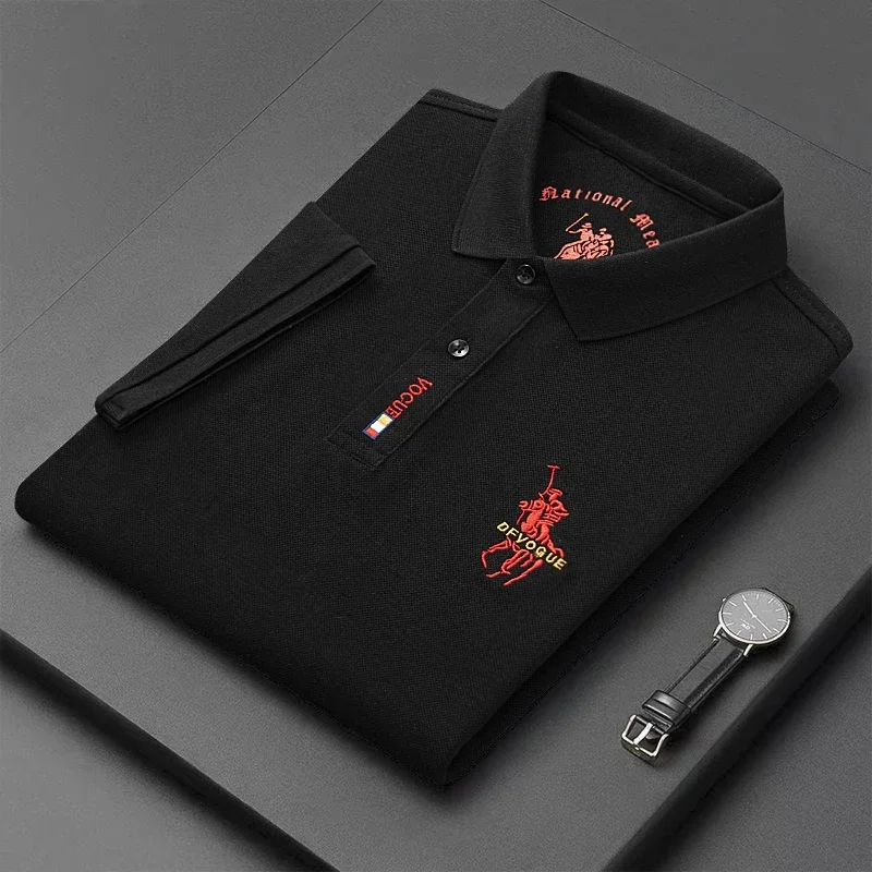 Nuovo 2024 estate manica corta t-Shirt uomo di alta qualità sciolto Business Leisure ricamo Polo risvolto uomo abbigliamento top Tees