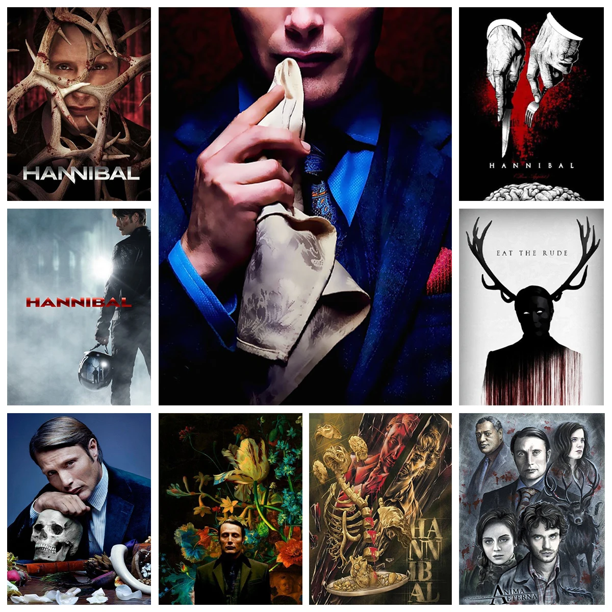 Hannibal 5D-Diamantgemälde zum Selbermachen, Horror-Thriller, Mosaik, Wandgemälde, Diamant-Stickerei, Strasssteine, Heimdekoration, lustiges DIY