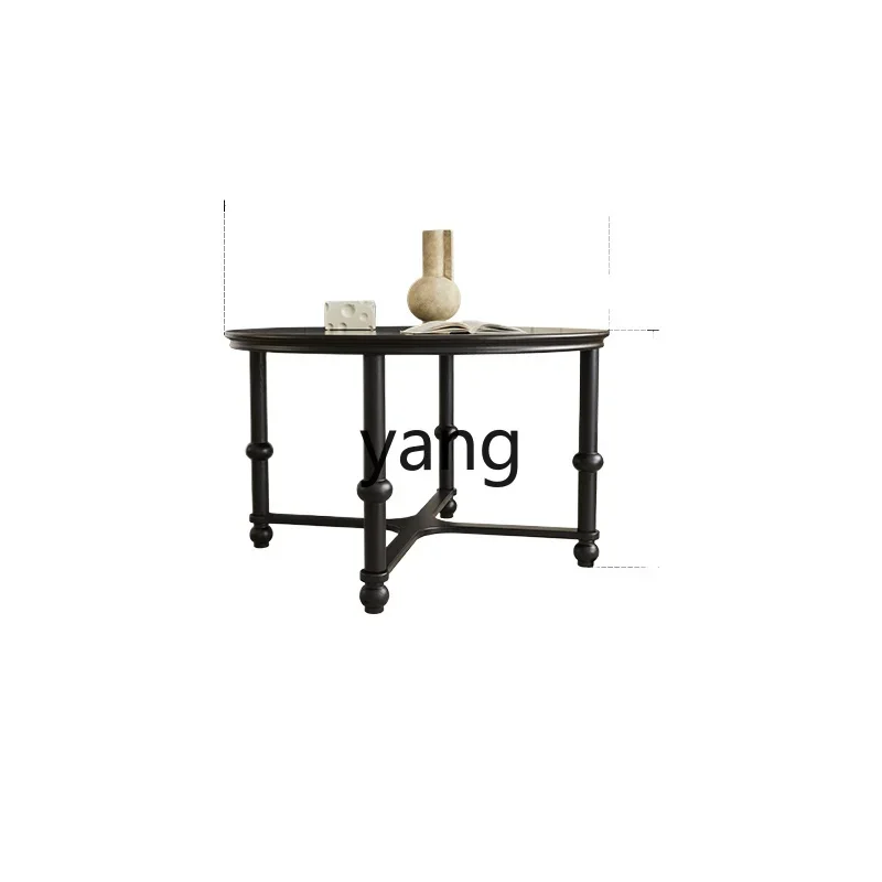 L'm retro dining table small family coffee table black solid wood round table