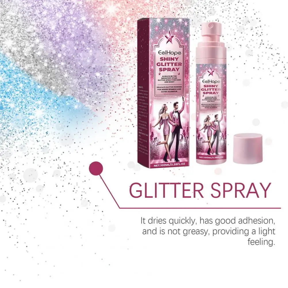 Shimmering Body Spray Body Shine Spray Shimmering Glitter Spray for Face Hair Body Long-lasting Carnival Makeup for Stage