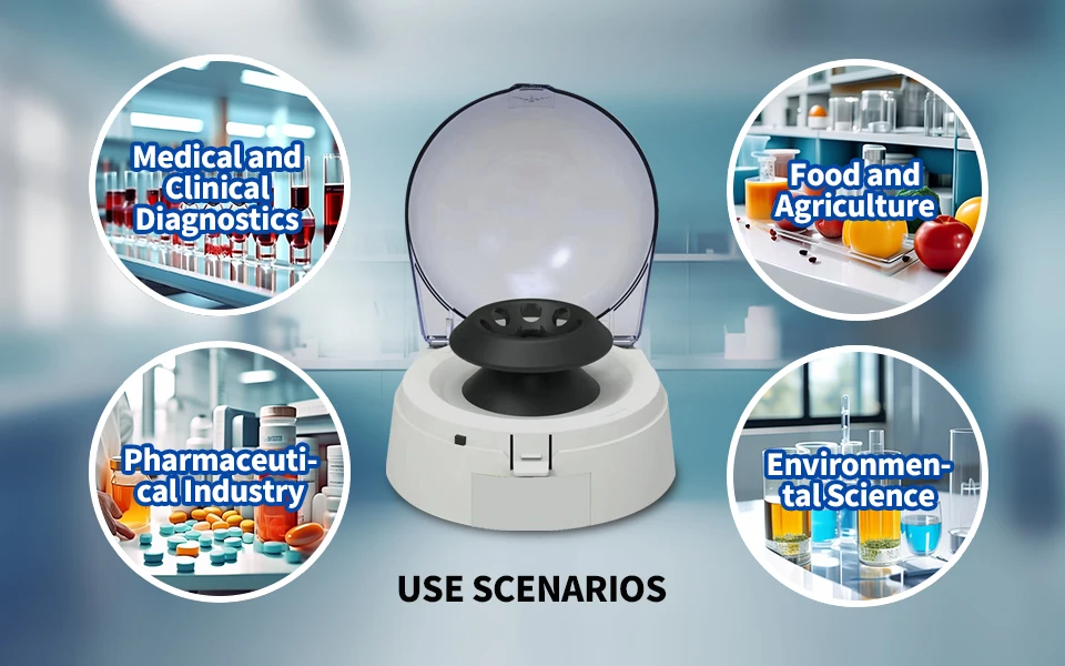 Mini Centrifuge Machine Small Desktop Centrifuge 6200 RPM for Cell Separation, 2 Rotor Options Low Noise Laboratory Equipment