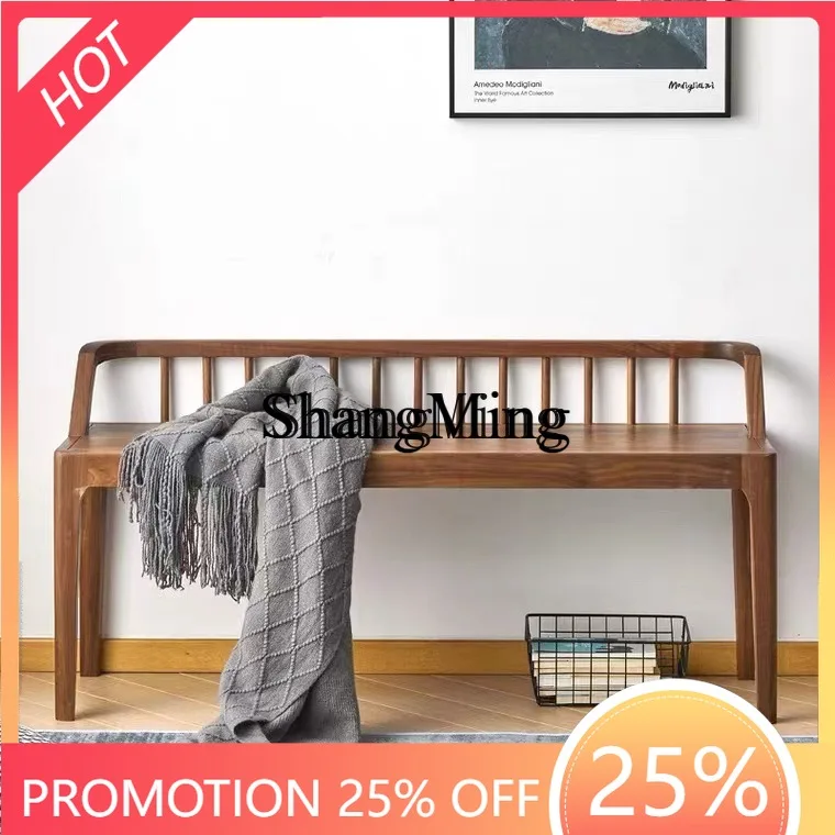 

SM walnut bedside stool cherry wood dining chair living room bedroom simple furniture