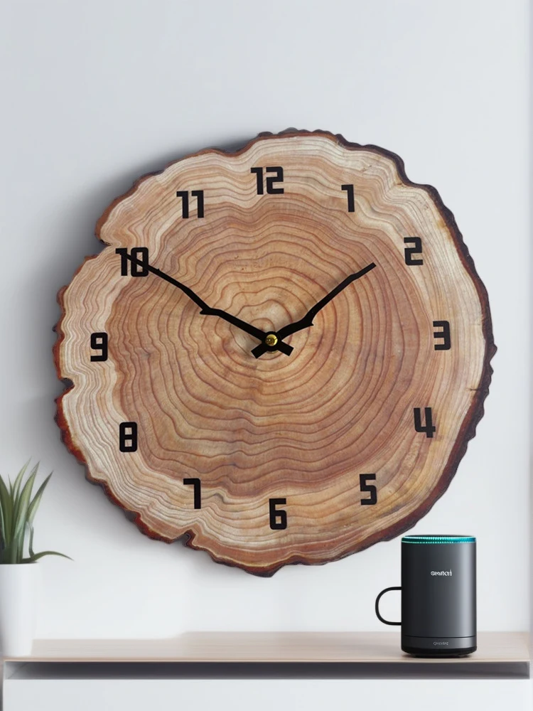 

Minimalist Wooden Round Wall Clock, Silent Living Room Decor, Modern Simple Home Wall Watch, Rustic Quiet Non-Ticking Clock