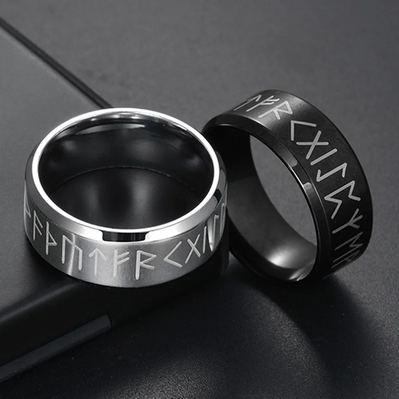 Bague en acier inoxydable pour homme, style tendance, double lettre Rune GROOdin, amulette nordique rétro, bijoux à breloques, accessoires cadeaux