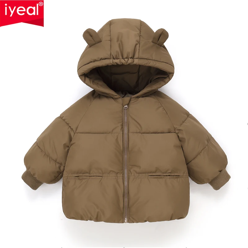 

IYEAL Winter New Boy Girl Down Cotton Coats Kids Hooded Jacket Children Snowsuit Thick Hoodie Winter Outerwear