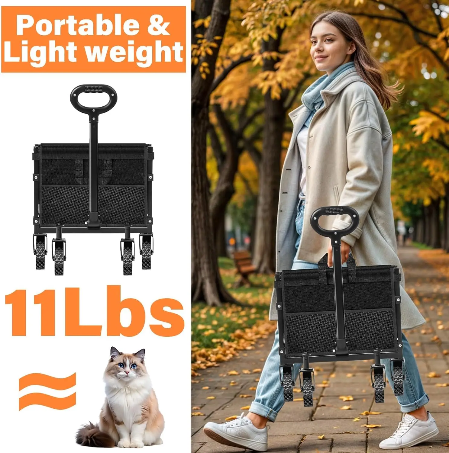 عربة عربة قابلة للطي مع عجلات للتخييم على الشاطئ، محمولة ومتينة #3