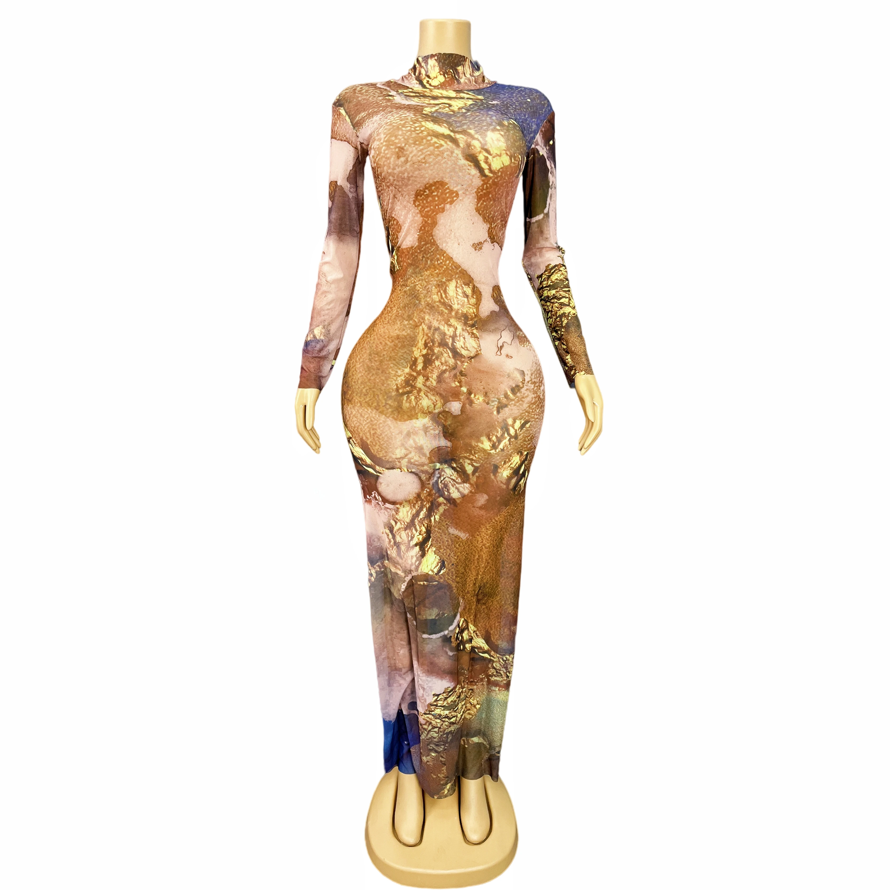 

Retro style Partten Designed Cultivation Mesh Dress Women Party Red carpet Fashion Show Gown Stage Performance Outfit Niguang