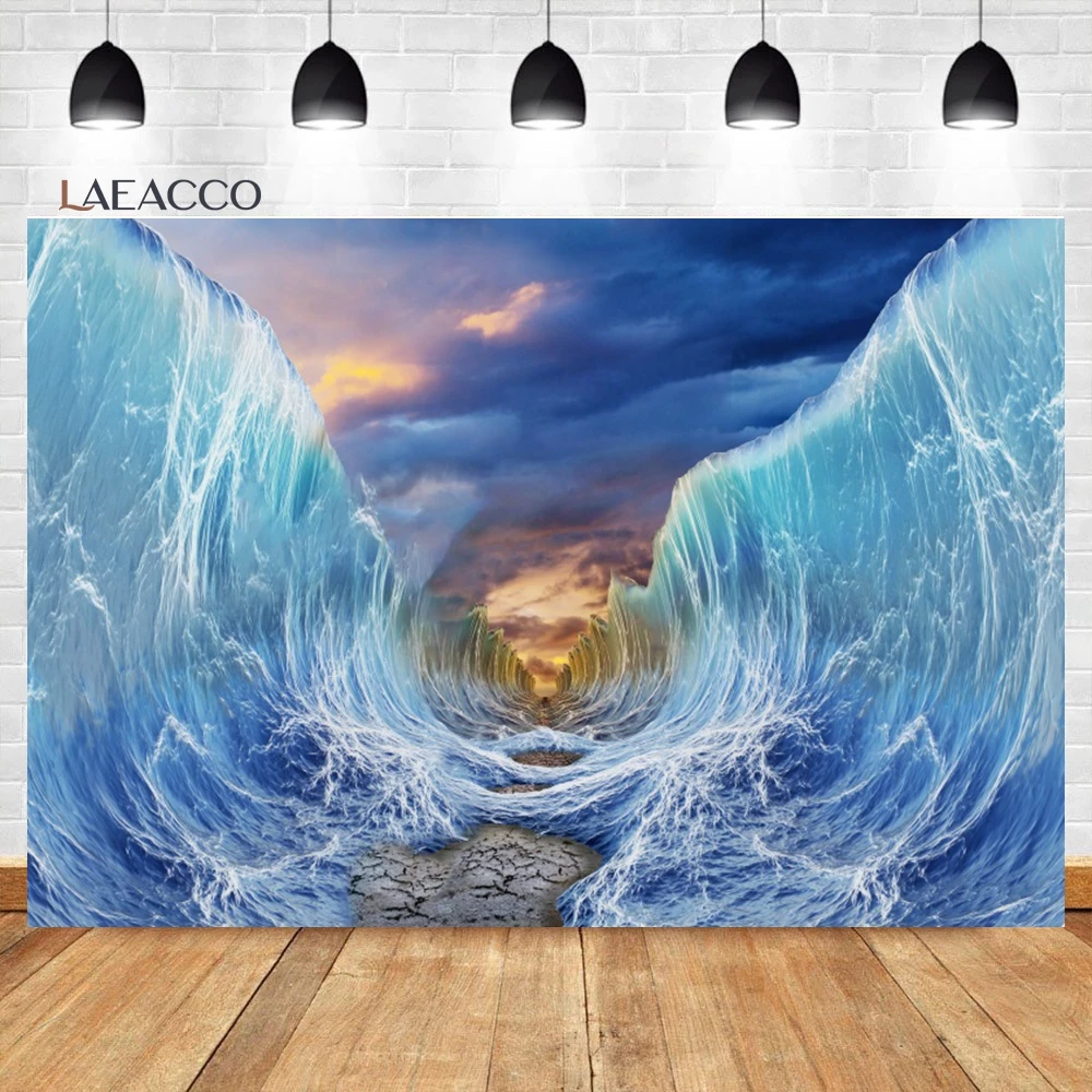 Laeacco Passover Moses Divided The Sea Photography Backdrop Jesus Christ Religious Holiday Day Portrait Photography Background