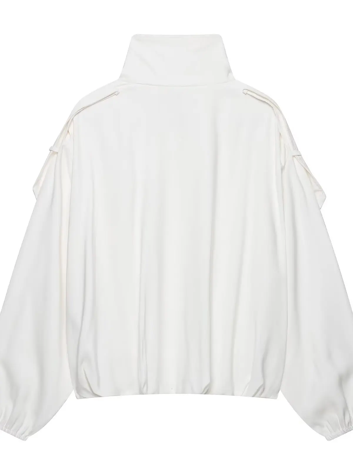 Minimalist Style Women's Short Jacket Loose Fit Casual Pilot Coat Button up Stand Collar White Color Fashionable Outerwear