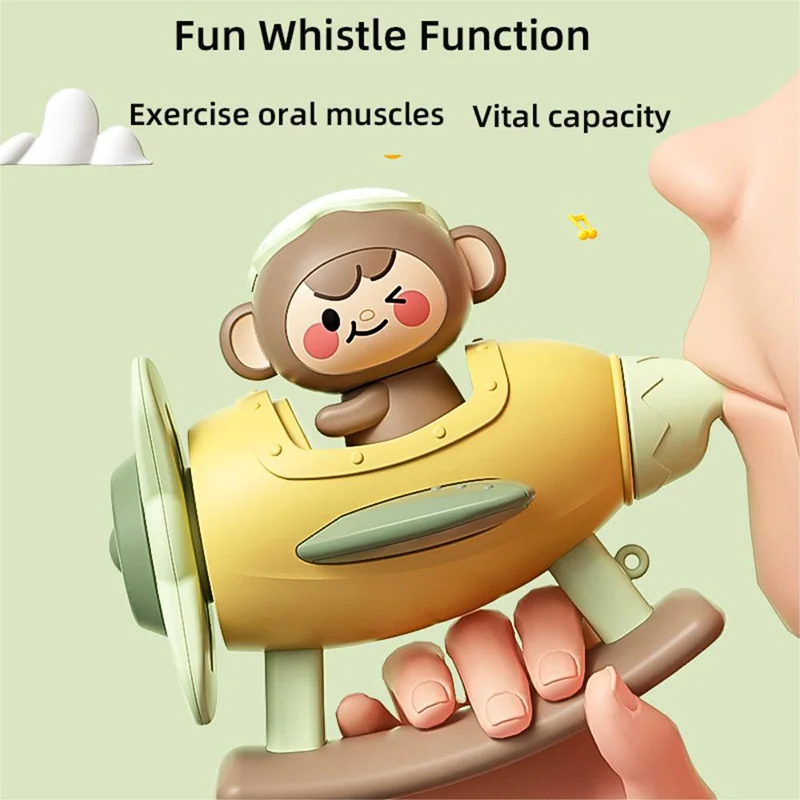 Children's Whistle Small Aircraft Baby Montessori Cartoon Music Puzzle Toy Comfortable Children's Magic Rotating Instrument Toys