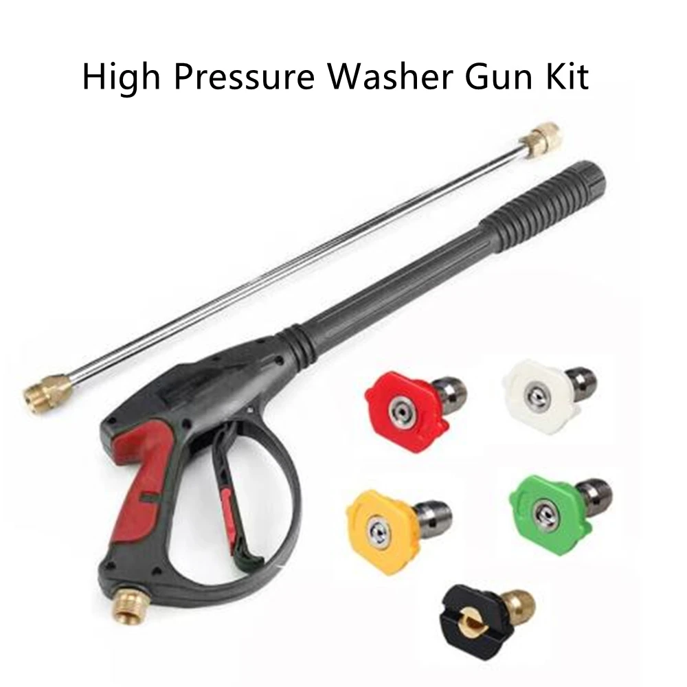 3000PSI High Pressure Washer Gun Kit with 5pcs Quick Connect Nozzle Car Cleaning M22-14mm Spray Gun Wand Lance for Snow Foam Cannon