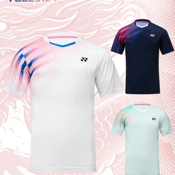 YONEX 2024 New Couple Badminton Suit Tennis Quick-drying Top Short-sleeved T-shirt Sweat-absorbing Deodorizing Breathable