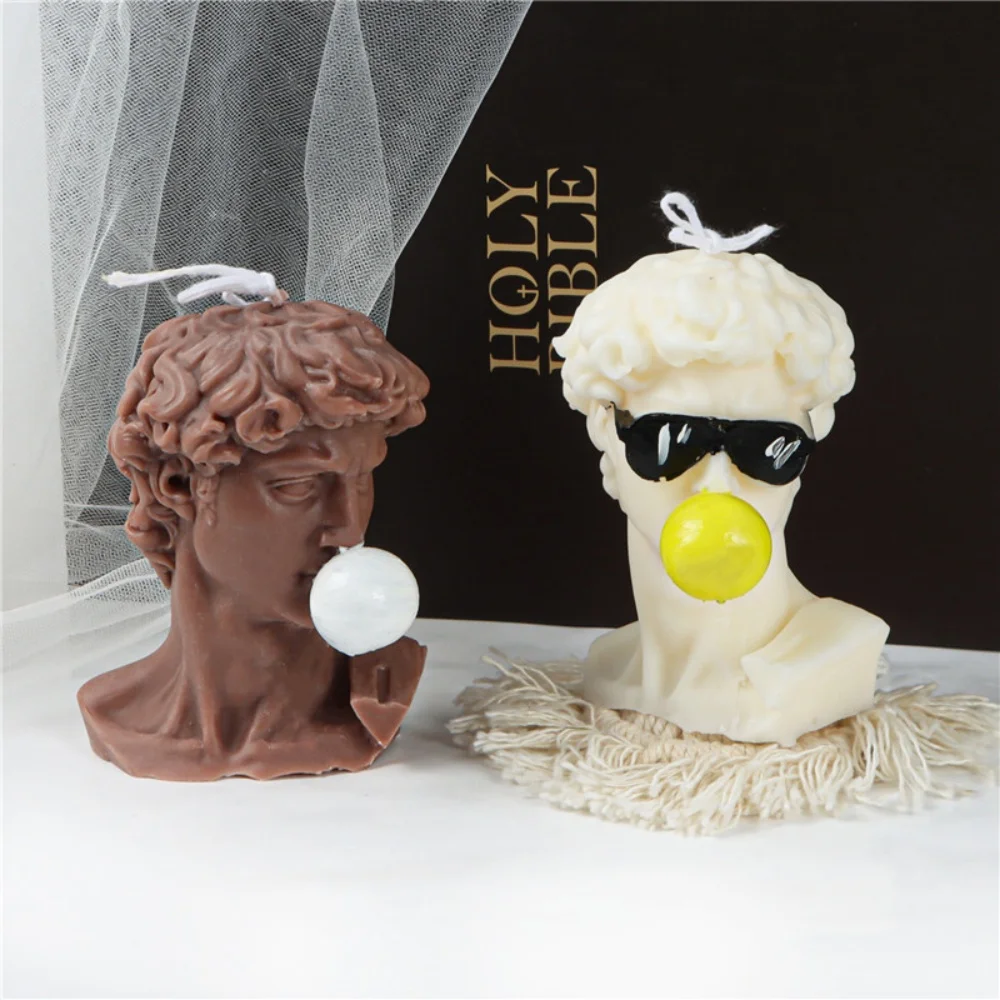 Sonnenbrille Blase David Kopf Silikon Kerze Form Blase Blasen David Skulptur Harz Form Lustige Kunst Statue Desktop Ornament