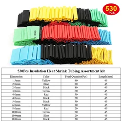 164/328/530/560/580/800PCS Heat Shrink Tubing 2:1 Electrical Wire Cable Wrap Assortment Electric Insulation Heat Shrink Tube Kit