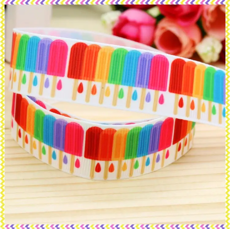 DHK 7/8'' 5yards Fruit Cake Donuts Lollipop Printed Grosgrain Ribbon Accessories Material Decoration DIY Sewing Craft C2659