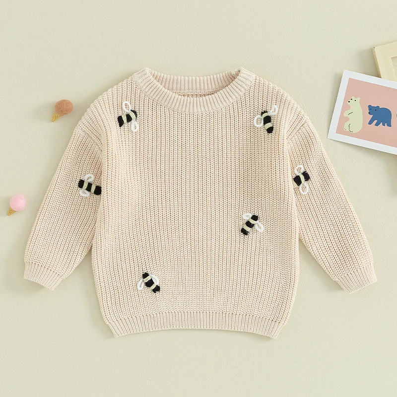 Baby Girl Knit Sweater Blouse Pullover Sweatshirt Warm Crewneck Long Sleeve Tops for Infant