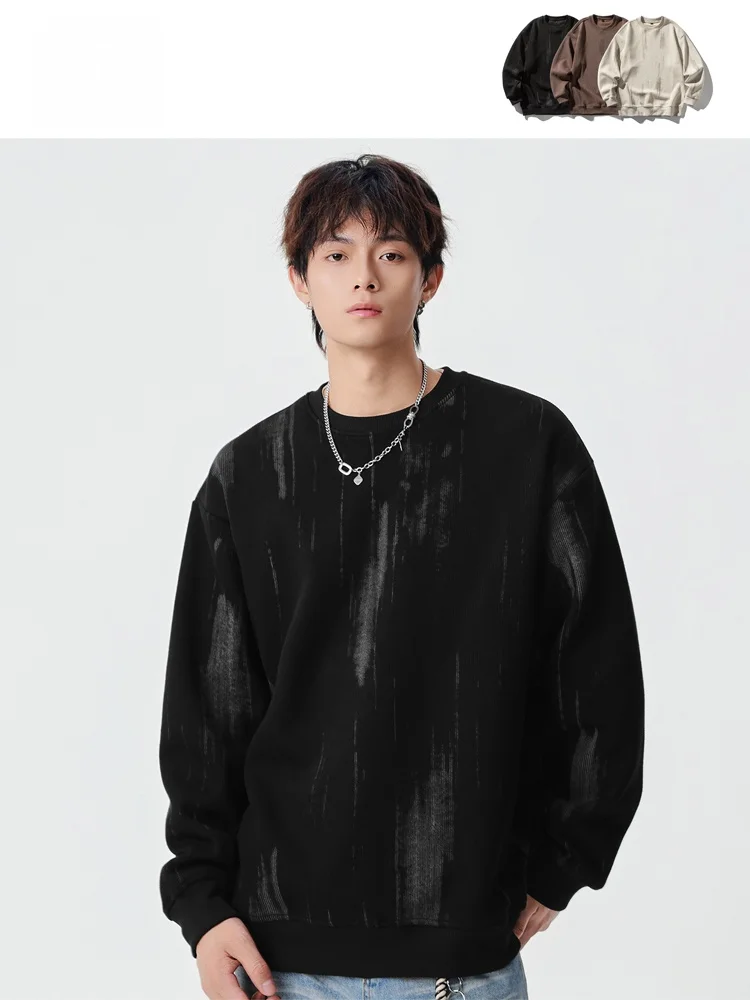 

Мужская толстовка свободного кроя с принтом тай-дай, плотная, осенняя, повседневная, для подростков и молодежи, из смесового полиэстера и хлопка