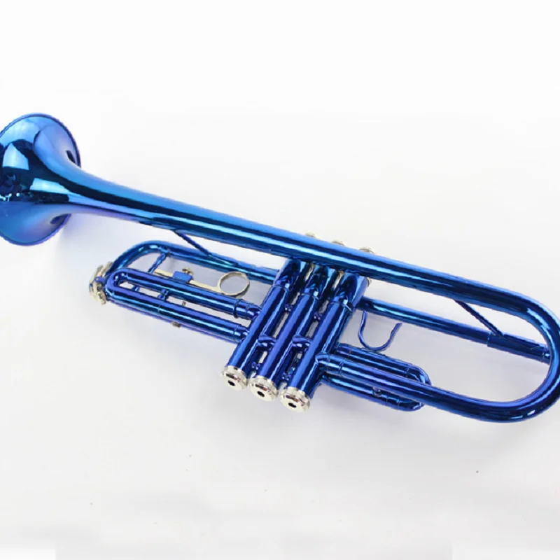 Just learning the Western wind instrument, blue trumpet instrument