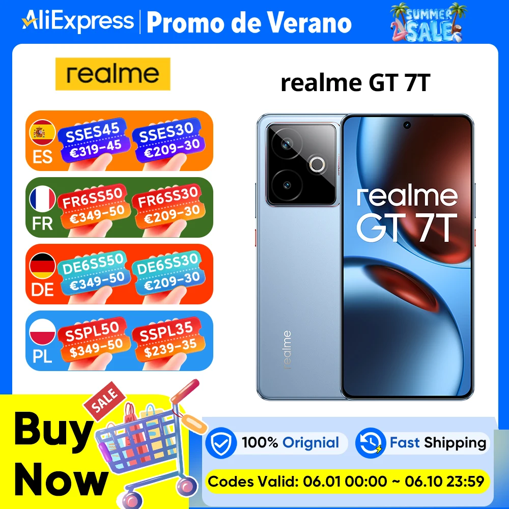Version mondiale realme GT 7T 5G Smartphone Dimensity 8400-MAX 6.8 ''120Hz affichage 7000mAh 120W SUPERVOOC caméra de Charge 50MP