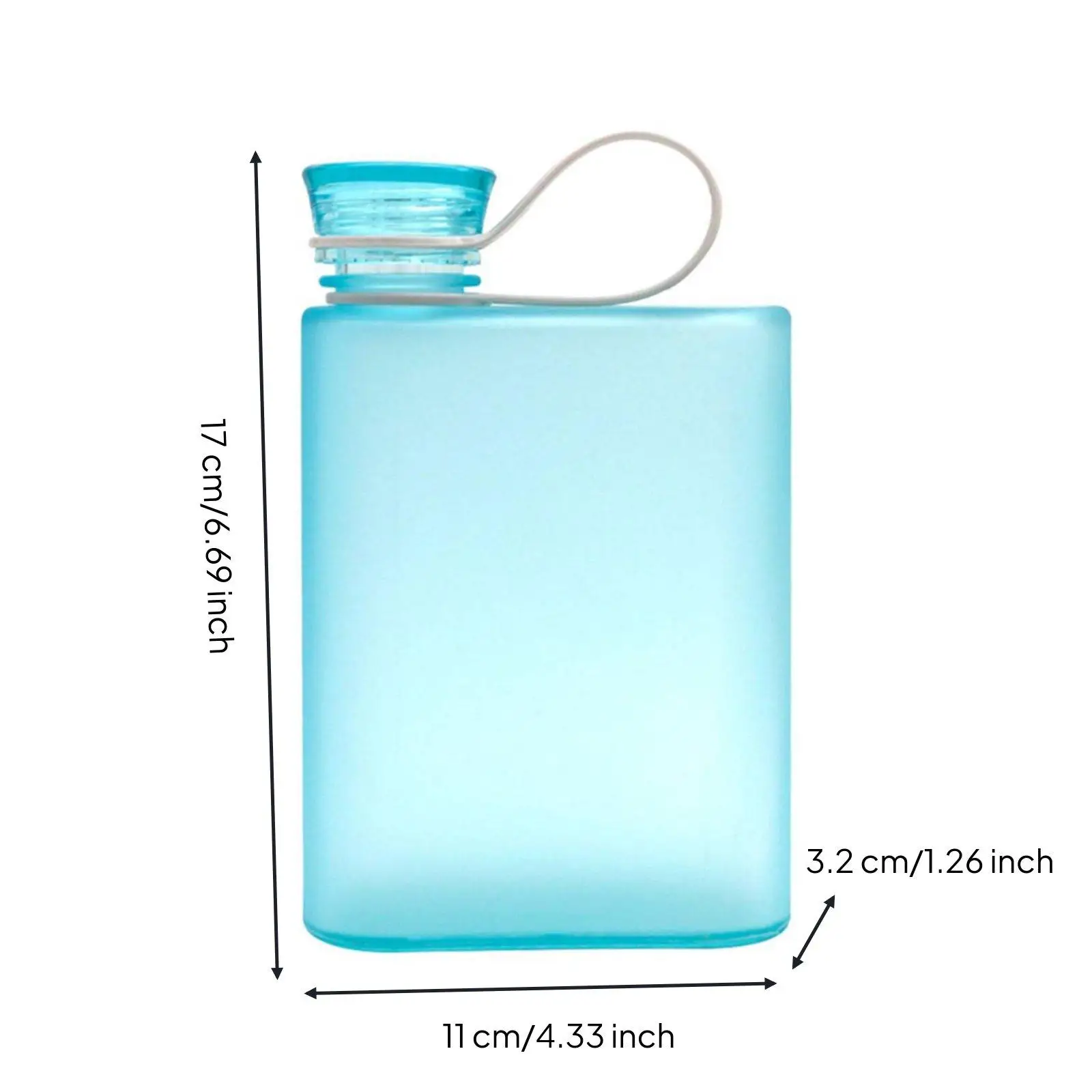 Portable Student Bottle Flat Slim Square Bottle Aesthetic Frosted Surface Transparent Water Container for Bag Pocket