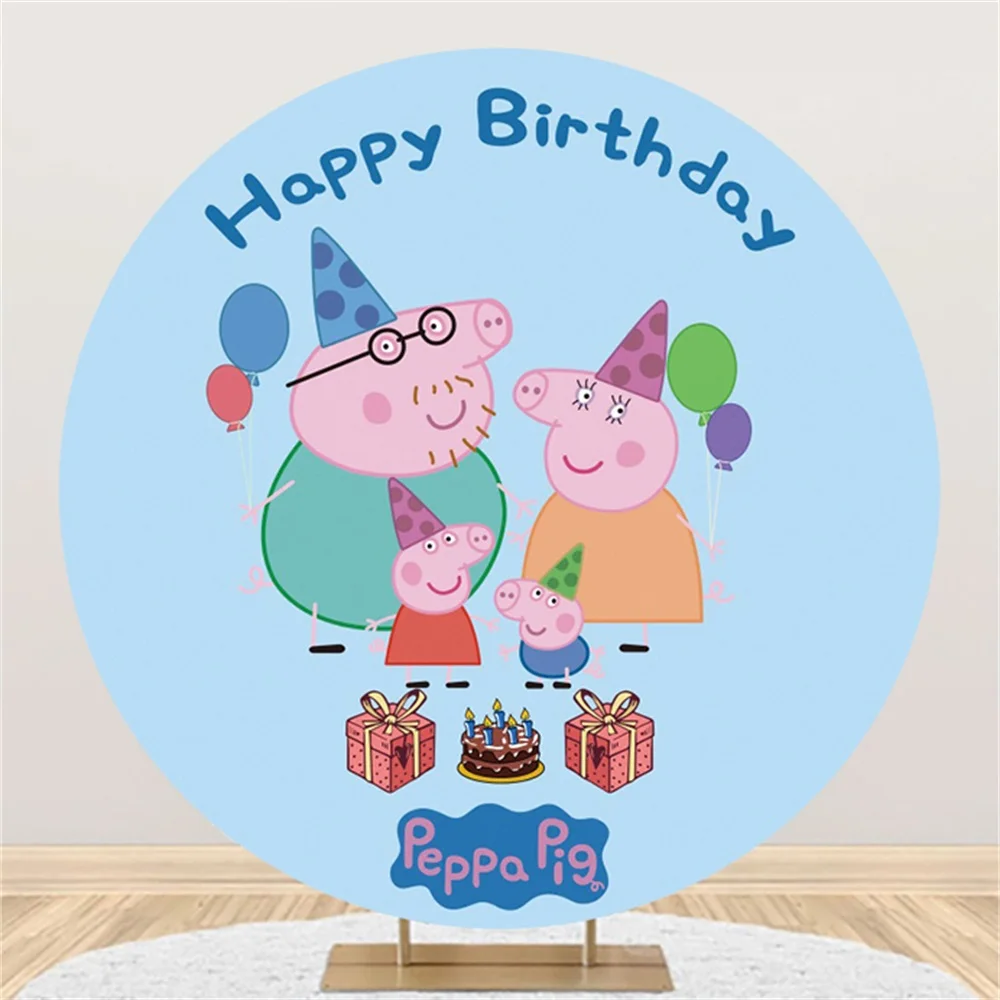 Hasbro Peppa Pig Kids Birthday Party Round Photo Backdrop Background For Photography Baby Shower Supplies Props Decorate Poster